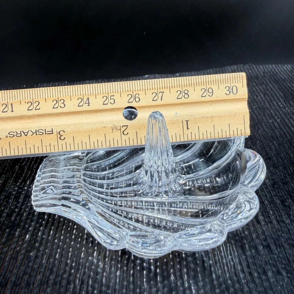 VTG Clear Glass Seashell Ring Holder Scalloped Shell Trinket‎ Dish Vanity Tray
